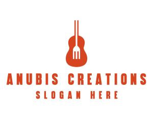 Music Guitar Food Fork logo design