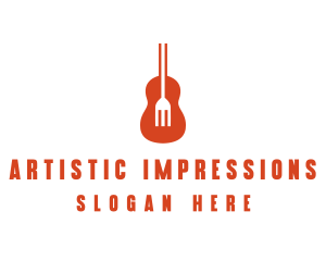 Music Guitar Food Fork logo design