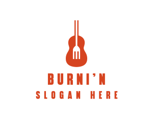 Music Guitar Food Fork logo design