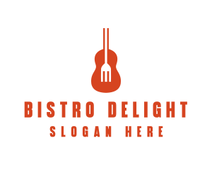 Music Guitar Food Fork logo design