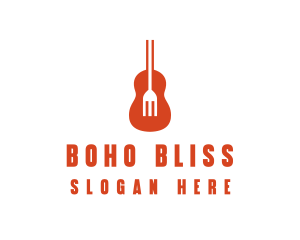 Music Guitar Food Fork logo design