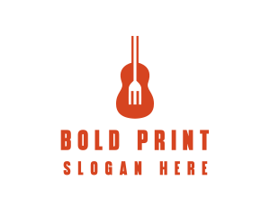 Music Guitar Food Fork logo design