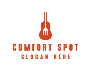 Music Guitar Food Fork logo design