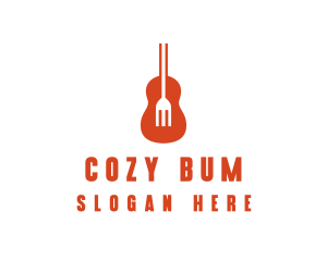 Music Guitar Food Fork logo design