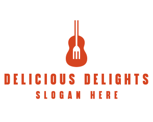 Music Guitar Food Fork logo design