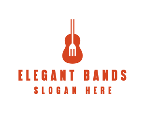 Music Guitar Food Fork logo design