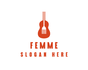 Music Guitar Food Fork logo design