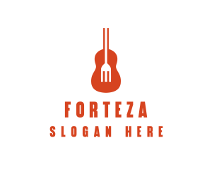 Music Guitar Food Fork logo design