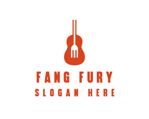 Music Guitar Food Fork logo design