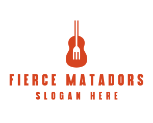 Music Guitar Food Fork logo design