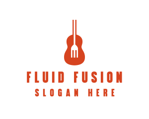 Music Guitar Food Fork logo design