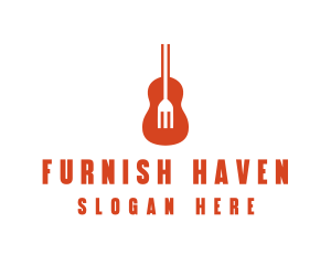 Music Guitar Food Fork logo design