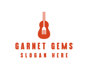 Music Guitar Food Fork logo design