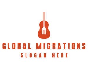 Music Guitar Food Fork logo design