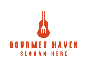 Music Guitar Food Fork logo design