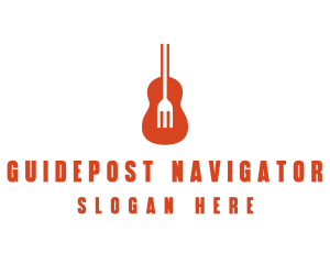 Music Guitar Food Fork logo design