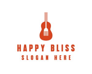 Music Guitar Food Fork logo design