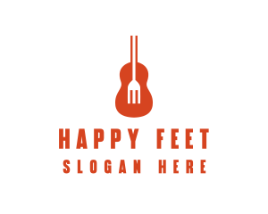 Music Guitar Food Fork logo design