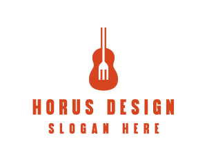 Music Guitar Food Fork logo design