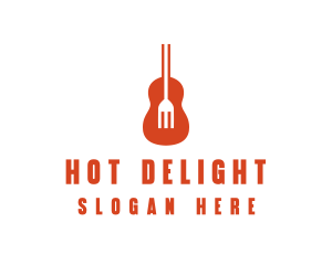 Music Guitar Food Fork logo design