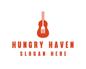 Music Guitar Food Fork logo design