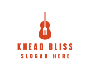 Music Guitar Food Fork logo design