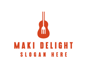 Music Guitar Food Fork logo design