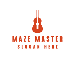 Music Guitar Food Fork logo design