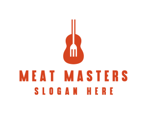 Music Guitar Food Fork logo design