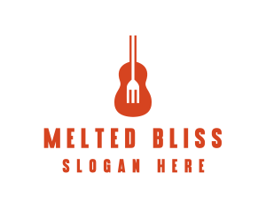 Music Guitar Food Fork logo design