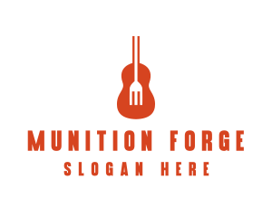 Music Guitar Food Fork logo design