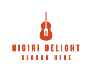 Music Guitar Food Fork logo design