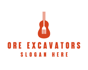 Music Guitar Food Fork logo design