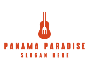 Music Guitar Food Fork logo design