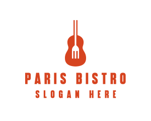 Music Guitar Food Fork logo design