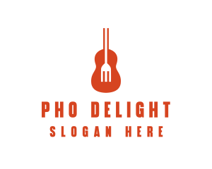 Music Guitar Food Fork logo design