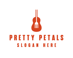 Music Guitar Food Fork logo design