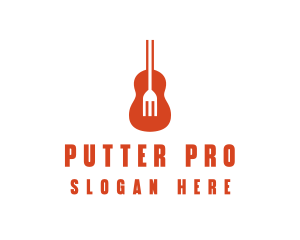 Music Guitar Food Fork logo design