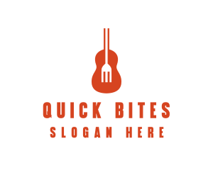 Music Guitar Food Fork logo design