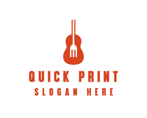 Music Guitar Food Fork logo design