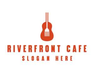 Music Guitar Food Fork logo design