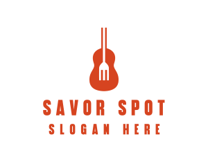 Music Guitar Food Fork logo design