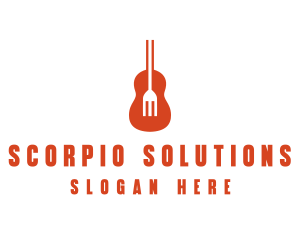 Music Guitar Food Fork logo design