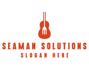 Music Guitar Food Fork logo design