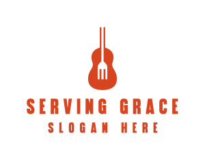 Music Guitar Food Fork logo design