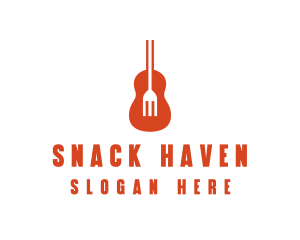 Music Guitar Food Fork logo design