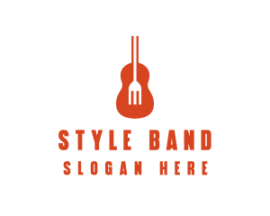 Music Guitar Food Fork logo design