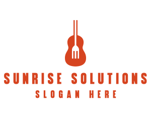 Music Guitar Food Fork logo design