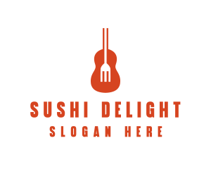 Music Guitar Food Fork logo design