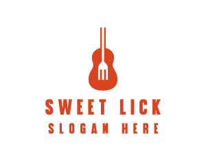 Music Guitar Food Fork logo design